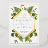 幾何学模様ラッキー・イン・ラブ&金ゴールド結婚ズF 箔招待状 (正面)