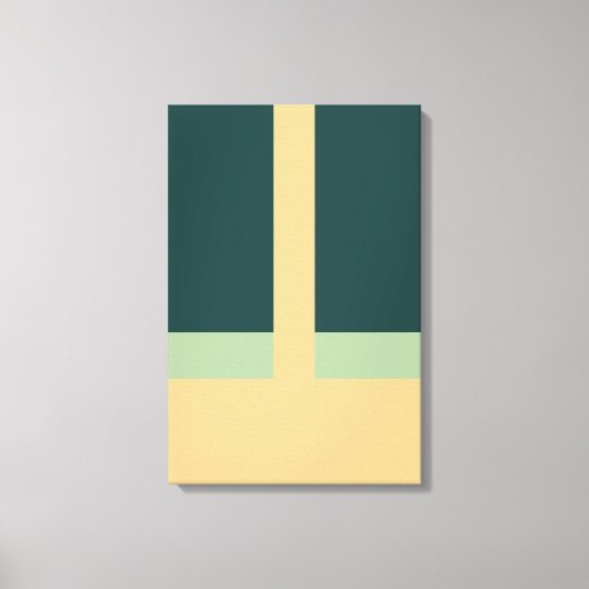 幾何学模様抽象芸術アートグリーンアプリコットカラー キャンバスプリント (正面)