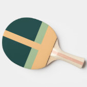 幾何学模様抽象芸術アートグリーンアプリコットカラー 卓球ラケット (横)