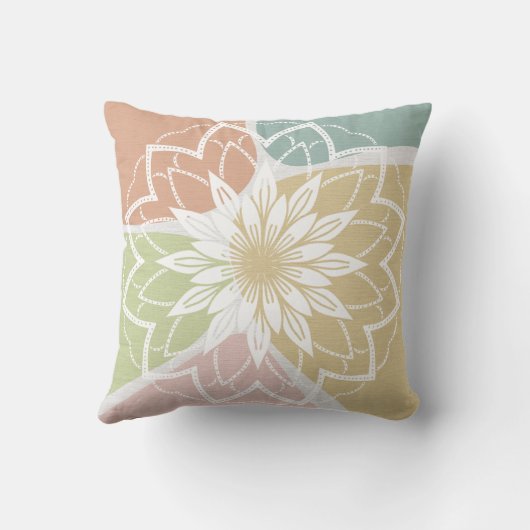 幾何学模様抽象芸術フラワーマンダラ クッション (裏面)