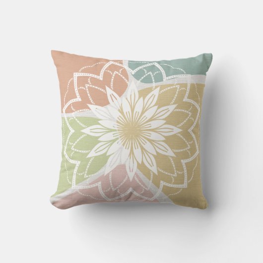 幾何学模様抽象芸術フラワーマンダラ クッション (正面)