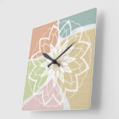 幾何学模様抽象芸術フラワーマンダラ スクエア壁時計 (傾斜)