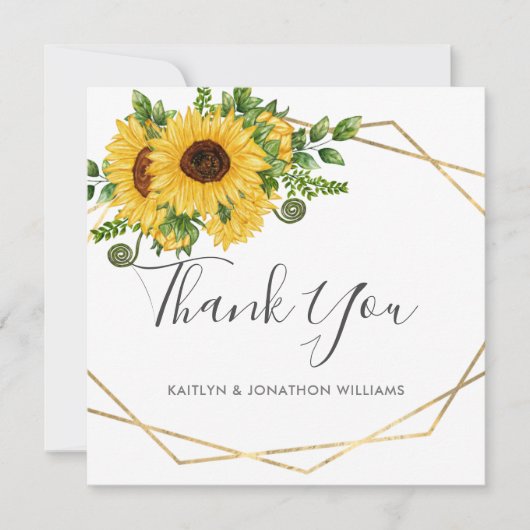 幾何学模様素朴の国サマーサ結婚ンフラワー サンキューカード (正面)