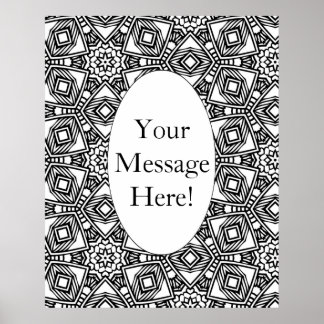 幾何学模様縁ど楕円大人着色ページ ポスター