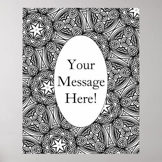 幾何学模様縁ど楕円大人着色ページ ポスター (正面)