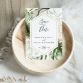 幾何学模様金ゴールド熱帯緑の日を保存 ポストカード