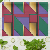 幾何学模様金ゴールド紫色の緑（赤） キッチンタオル (折り畳み)