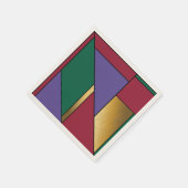 幾何学模様金ゴールド紫色の緑（赤） スタンダードカクテルナプキン (角)