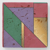 幾何学模様金ゴールド紫色の緑（赤） ストーンコースター (正面)