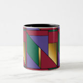 幾何学模様金ゴールド紫色の緑(赤) ツートーンマグカップ (中央)