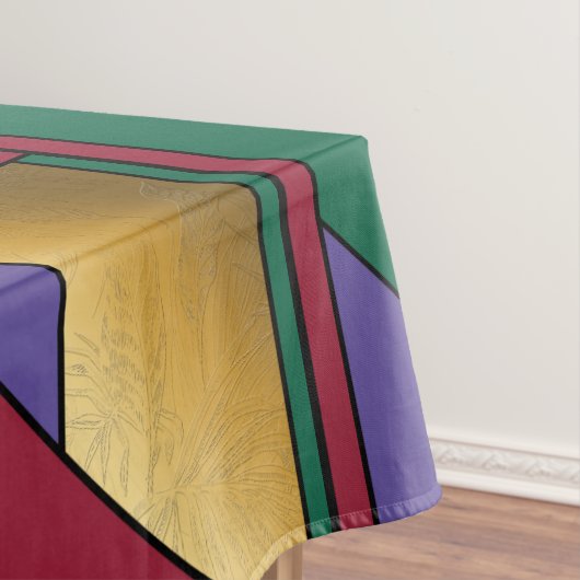 幾何学模様金ゴールド紫色の緑（赤） テーブルクロス (インサイチュ)