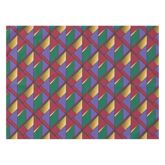 幾何学模様金ゴールド紫色の緑（赤） テーブルクロス (正面(横))