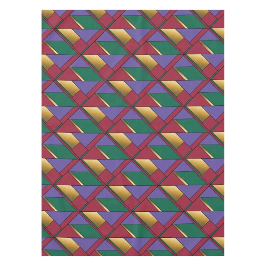 幾何学模様金ゴールド紫色の緑（赤） テーブルクロス (正面)
