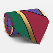 幾何学模様金ゴールド紫色の緑（赤） ネクタイ (ロール)