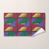 幾何学模様金ゴールド紫色の緑（赤） バスタオルセット (ハンドタオル)