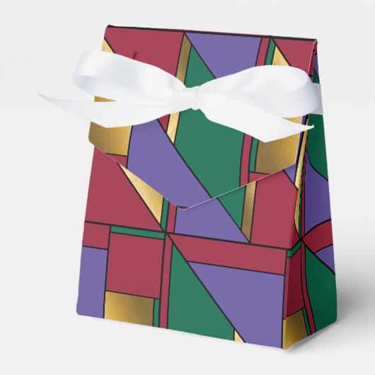 幾何学模様金ゴールド紫色の緑（赤） フェイバーボックス (正面サイド)