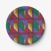 幾何学模様金ゴールド紫色の緑（赤） ペーパープレート (正面)