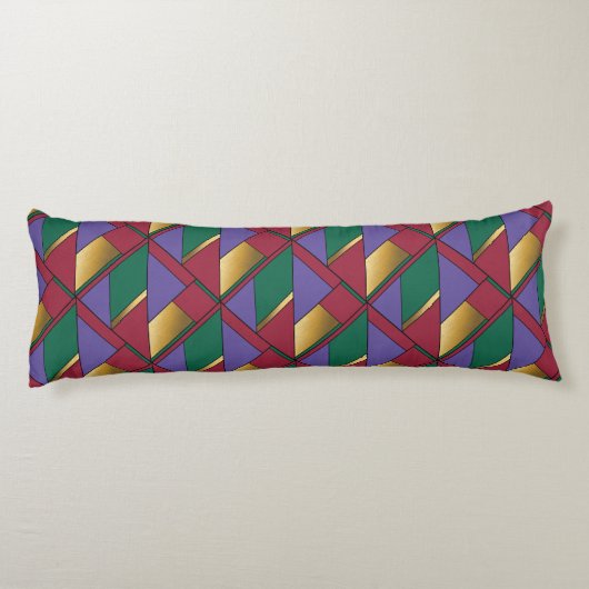 幾何学模様金ゴールド紫色の緑（赤） ボディピロー (裏面)