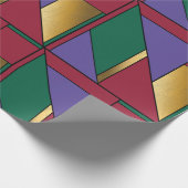 幾何学模様金ゴールド紫色の緑（赤） ラッピングペーパー (角)