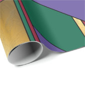 幾何学模様金ゴールド紫色の緑（赤） ラッピングペーパー (ロールコーナー)