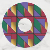 幾何学模様金ゴールド紫色の緑（赤） ワイングラスタグ (正面)