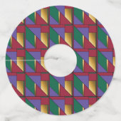 幾何学模様金ゴールド紫色の緑（赤） ワイングラスタグ (裏面)