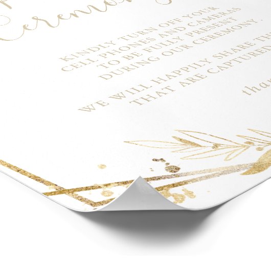 幾何学模様金ゴールド緑の非詰まり式のサイン ポスター (角)