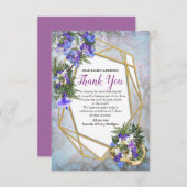 幾何学模様金ゴールド&ジャカランダフラワーブケッツ 出欠カード (正面/裏面)