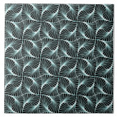 幾何学模様黒と青のセラミックタイル タイル (正面)