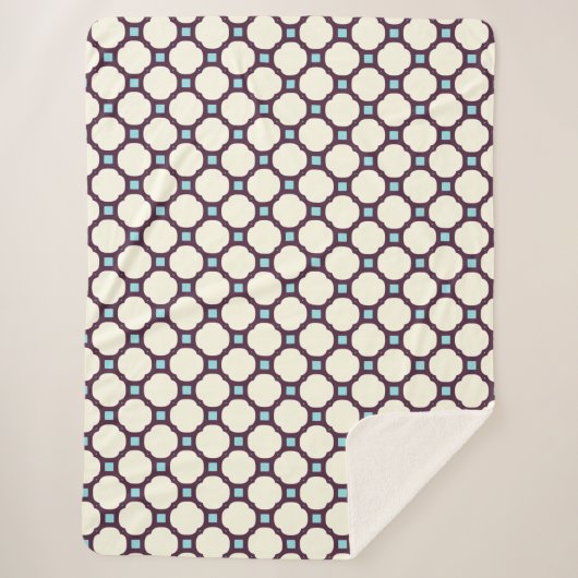 幾何学模様007ニュートラルとブルー シェルパブランケット (正面)