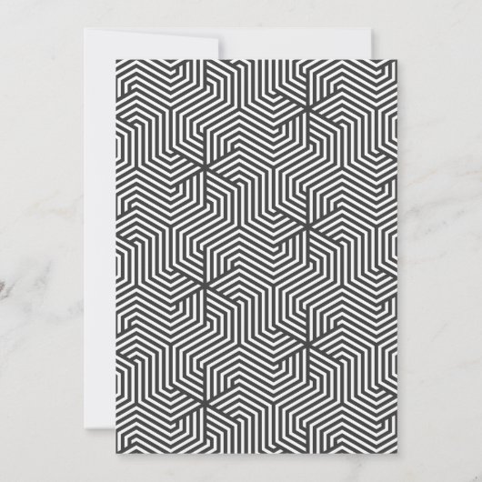 幾何学模様2フォトタイポグラフィ白黒グラード 案内状 (裏面)