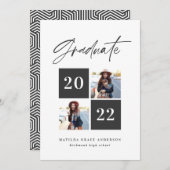 幾何学模様2フォトタイポグラフィ白黒グラード 案内状 (正面/裏面)