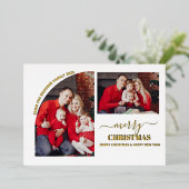 幾何学模様2フォトミニマルモダンリストクリスマスブルー 箔シーズンカード (立ち正面)