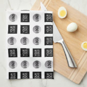 幾何学模様2ロゴパターンデザイン キッチンタオル (四つ折り)