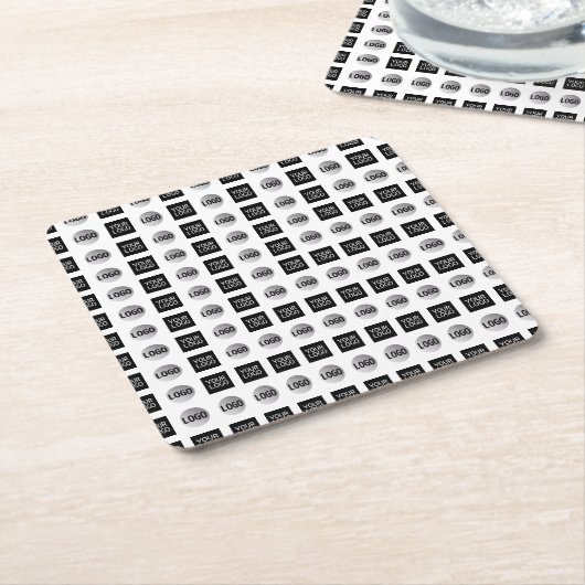 幾何学模様2ロゴパターンデザイン スクエアペーパーコースター (アングル)