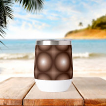 幾何学模様3Dサークルダークブラウンモシャムース白