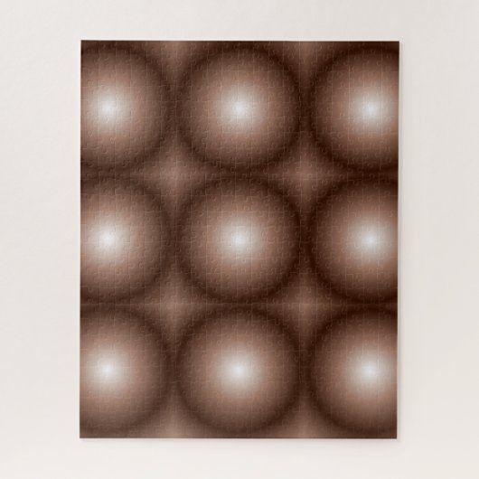 幾何学模様3Dサークルダークブラウンモシャムース白 ジグソーパズル (縦)