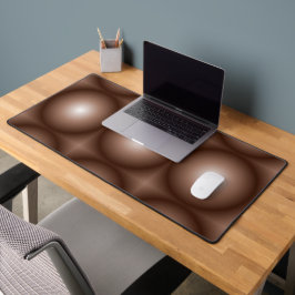 幾何学模様3Dサークルダークブラウンモシャムース白 デスクマット