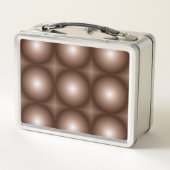 幾何学模様3Dサークルダークブラウンモシャムース白 メタルランチボックス (裏面)