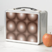 幾何学模様3Dサークルダークブラウンモシャムース白 メタルランチボックス (インサイチュ)