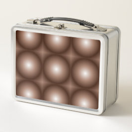 幾何学模様3Dサークルダークブラウンモシャムース白 メタルランチボックス