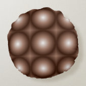 幾何学模様3Dサークルダークブラウンモシャムース白 ラウンドクッション (裏面)