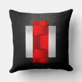 幾何学模様3Dディメンジョン赤黒灰色シルバー クッション (裏面)