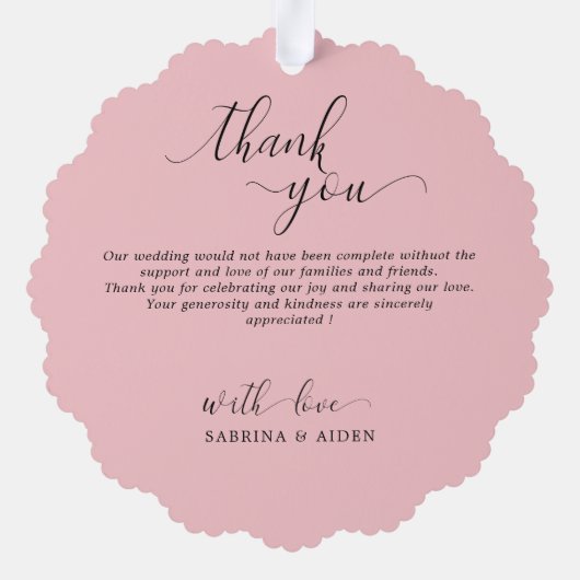 幾何学模様 |ありがとうタイポグラフィ結婚の写真 オーナメントカード (裏面)