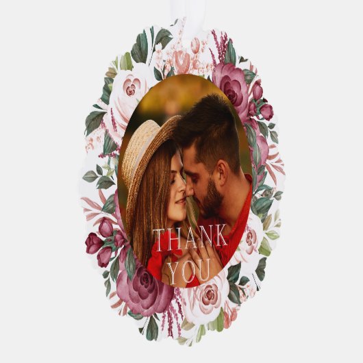 幾何学模様 |ありがとうタイポグラフィ結婚の写真 オーナメントカード (右)