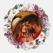 幾何学模様 |ありがとうタイポグラフィ結婚の写真 オーナメントカード (正面)