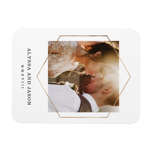 幾何学模様 |の結婚写真とローマ数字 マグネット (横)