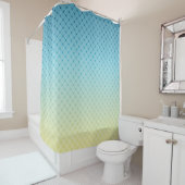 幾何学模様、グラデーショグラデーションン、カラフル、青と黄色 シャワーカーテン (インサイチュ)
