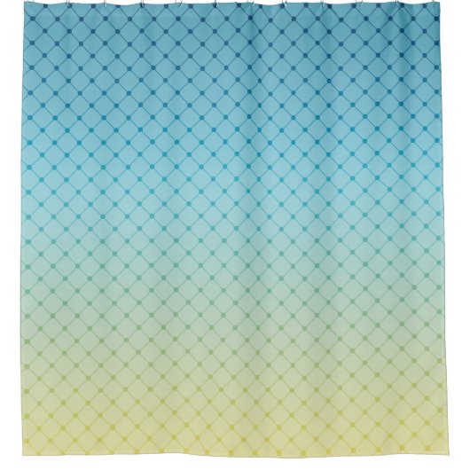 幾何学模様、グラデーショグラデーションン、カラフル、青と黄色 シャワーカーテン (正面)