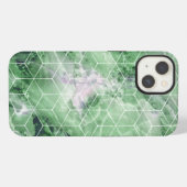 幾何学模様 グリーン マーブル iPhoneケース (裏面横)